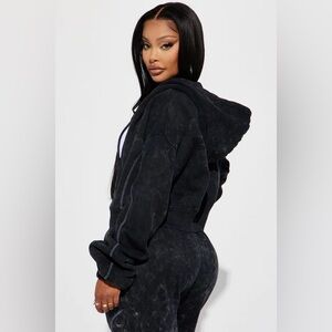 Fashion Nova Black Washed Zip Up